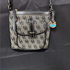 Dooney & Bourke Black and Gray Logo Crossbody Bag